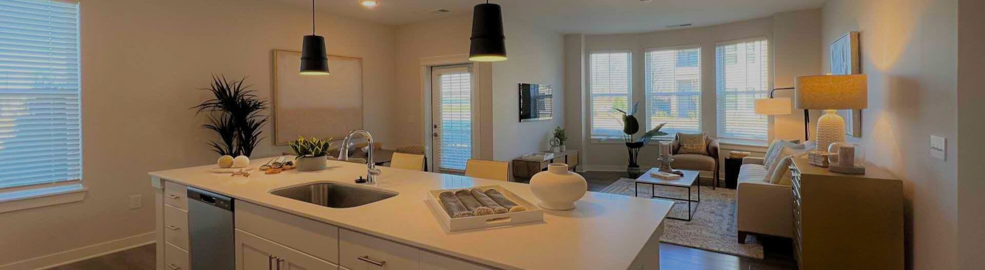 open concept kitchen from Wheelhouse Apartments